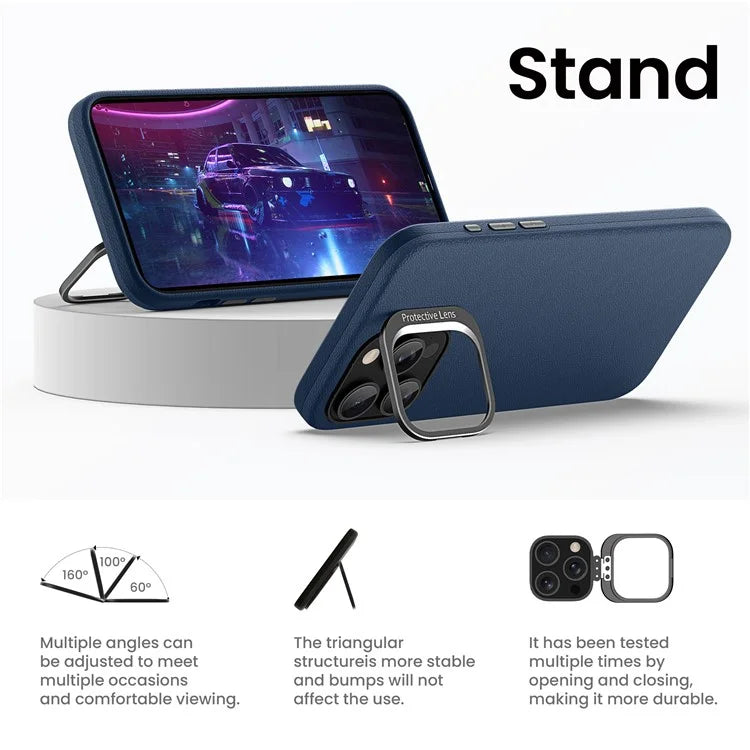 For iPhone 15 Pro Max Back Case TPU+PC Shock Absorbing Kickstand Phone Shell