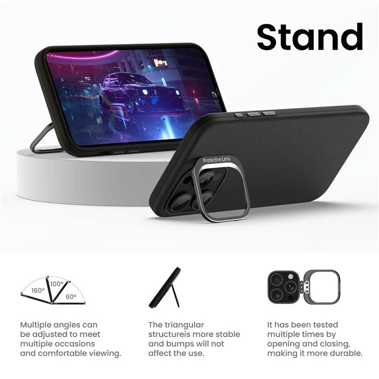 For iPhone 15 Pro Max Back Case TPU+PC Shock Absorbing Kickstand Phone Shell