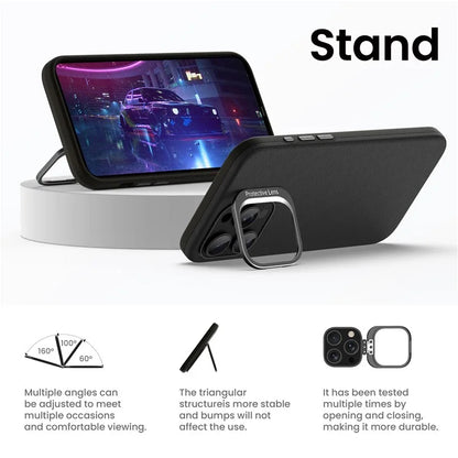 For iPhone 15 Pro Max Back Case TPU+PC Shock Absorbing Kickstand Phone Shell