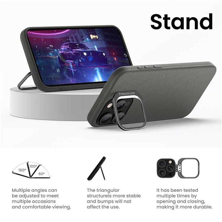 For iPhone 15 Pro Max Back Case TPU+PC Shock Absorbing Kickstand Phone Shell