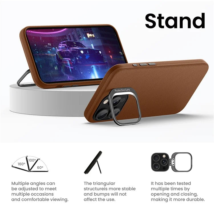 For iPhone 15 Pro Max Back Case TPU+PC Shock Absorbing Kickstand Phone Shell