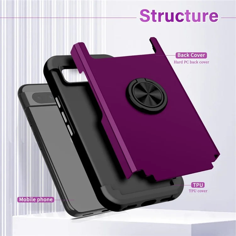 For Google Pixel 8a Case PC+TPU Slim-Fit Phone Back Cover Support Magnet Mount