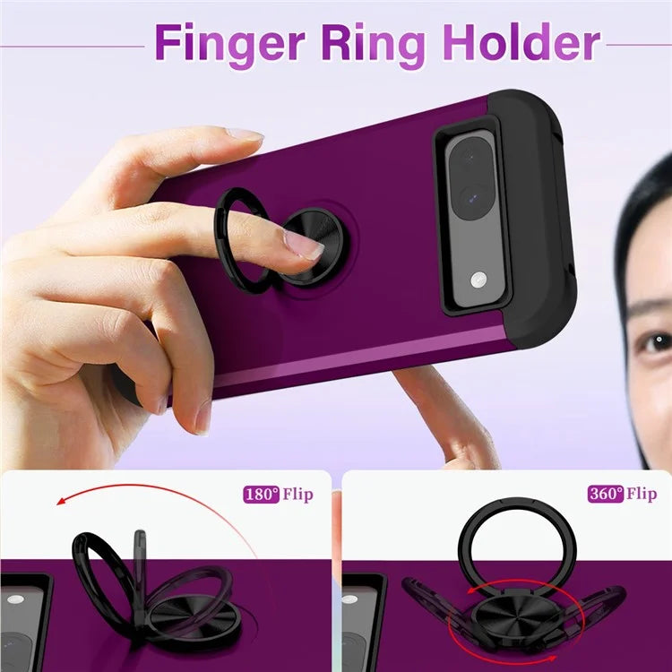 For Google Pixel 8a Case PC+TPU Slim-Fit Phone Back Cover Support Magnet Mount