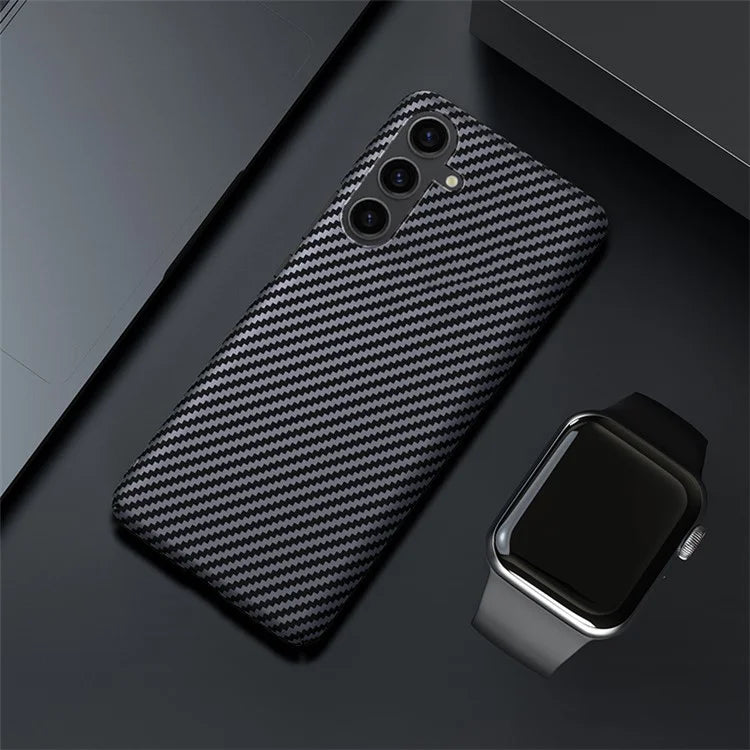 For Samsung Galaxy S24+ Cell Phone Case Hard PC Carbon Fiber Texture Back Shell