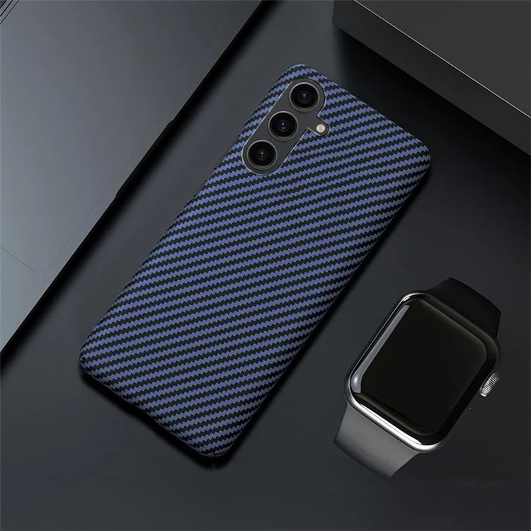For Samsung Galaxy S24+ Cell Phone Case Hard PC Carbon Fiber Texture Back Shell