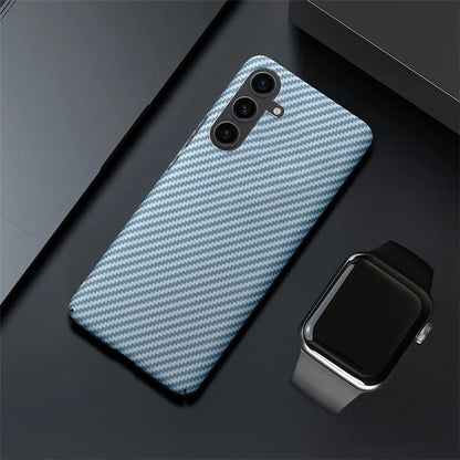 For Samsung Galaxy S24+ Cell Phone Case Hard PC Carbon Fiber Texture Back Shell
