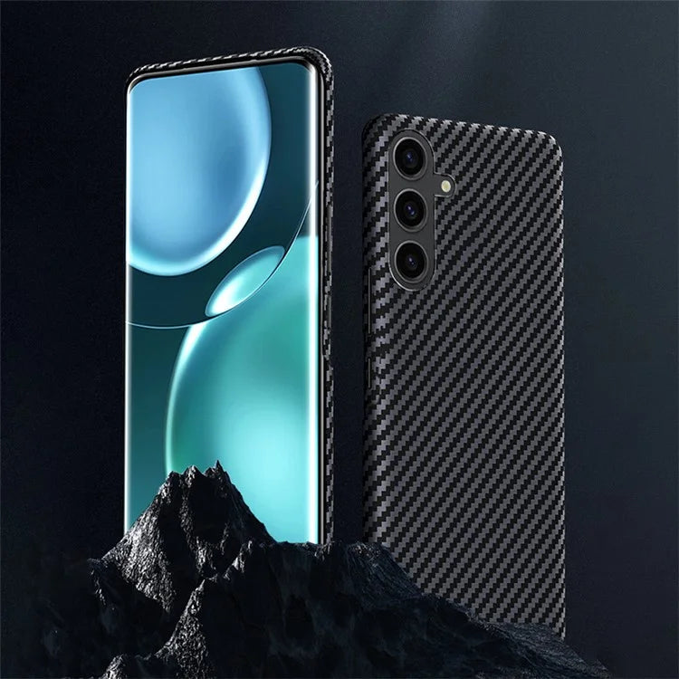 For Samsung Galaxy S24+ Cell Phone Case Hard PC Carbon Fiber Texture Back Shell