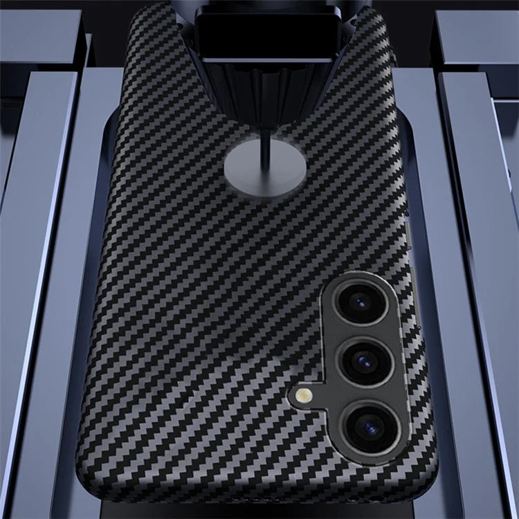 For Samsung Galaxy S24+ Cell Phone Case Hard PC Carbon Fiber Texture Back Shell