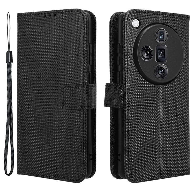 For Oppo Find X7 Ultra Case Diamond Texture Leather Phone Cover with Card Slots