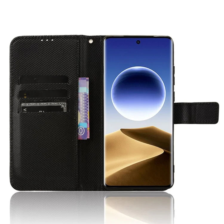 For Oppo Find X7 Ultra Case Diamond Texture Leather Phone Cover with Card Slots