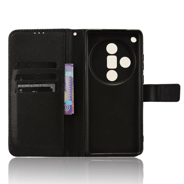 For Oppo Find X7 Ultra Case Diamond Texture Leather Phone Cover with Card Slots