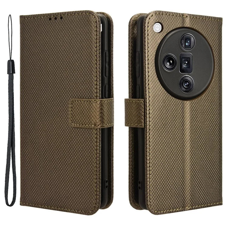 For Oppo Find X7 Ultra Case Diamond Texture Leather Phone Cover with Card Slots