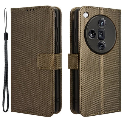 For Oppo Find X7 Ultra Case Diamond Texture Leather Phone Cover with Card Slots