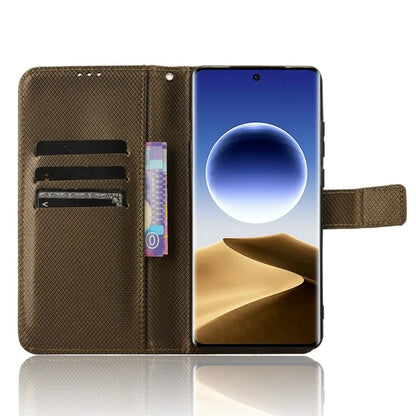 For Oppo Find X7 Ultra Case Diamond Texture Leather Phone Cover with Card Slots