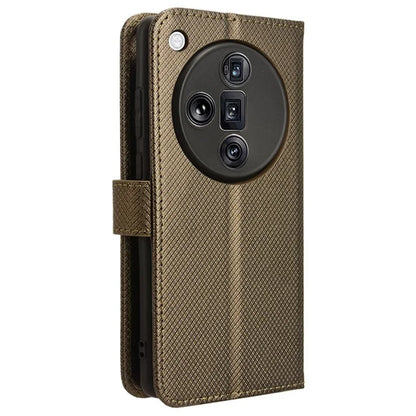 For Oppo Find X7 Ultra Case Diamond Texture Leather Phone Cover with Card Slots
