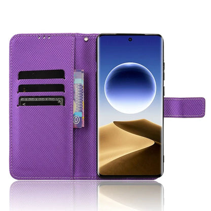 For Oppo Find X7 Ultra Case Diamond Texture Leather Phone Cover with Card Slots