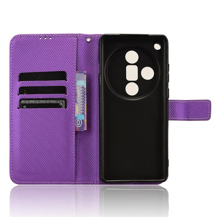 For Oppo Find X7 Ultra Case Diamond Texture Leather Phone Cover with Card Slots