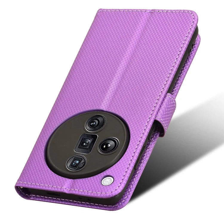 For Oppo Find X7 Ultra Case Diamond Texture Leather Phone Cover with Card Slots