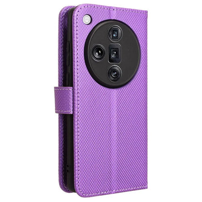 For Oppo Find X7 Ultra Case Diamond Texture Leather Phone Cover with Card Slots