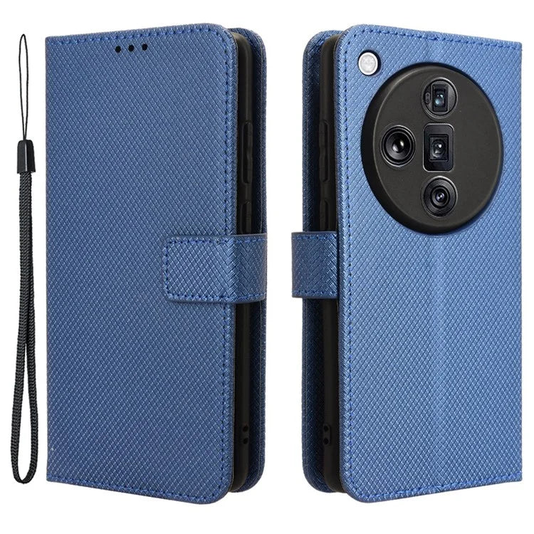 For Oppo Find X7 Ultra Case Diamond Texture Leather Phone Cover with Card Slots