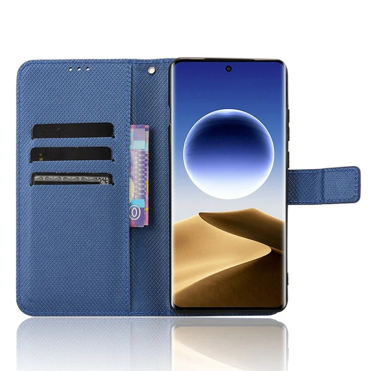 For Oppo Find X7 Ultra Case Diamond Texture Leather Phone Cover with Card Slots