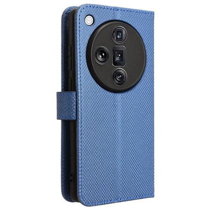 For Oppo Find X7 Ultra Case Diamond Texture Leather Phone Cover with Card Slots