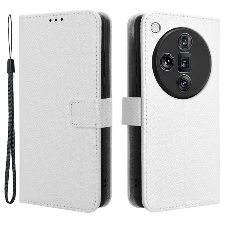 For Oppo Find X7 Ultra Case Diamond Texture Leather Phone Cover with Card Slots