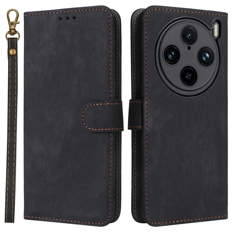 For vivo X100 Pro 5G Case Leather Flip Stand Phone Cover with RFID Blocking Function