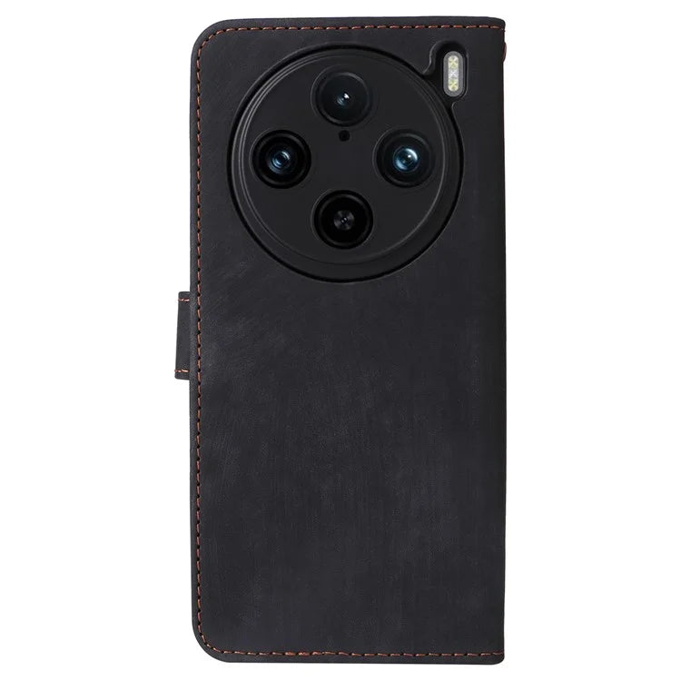 For vivo X100 Pro 5G Case Leather Flip Stand Phone Cover with RFID Blocking Function