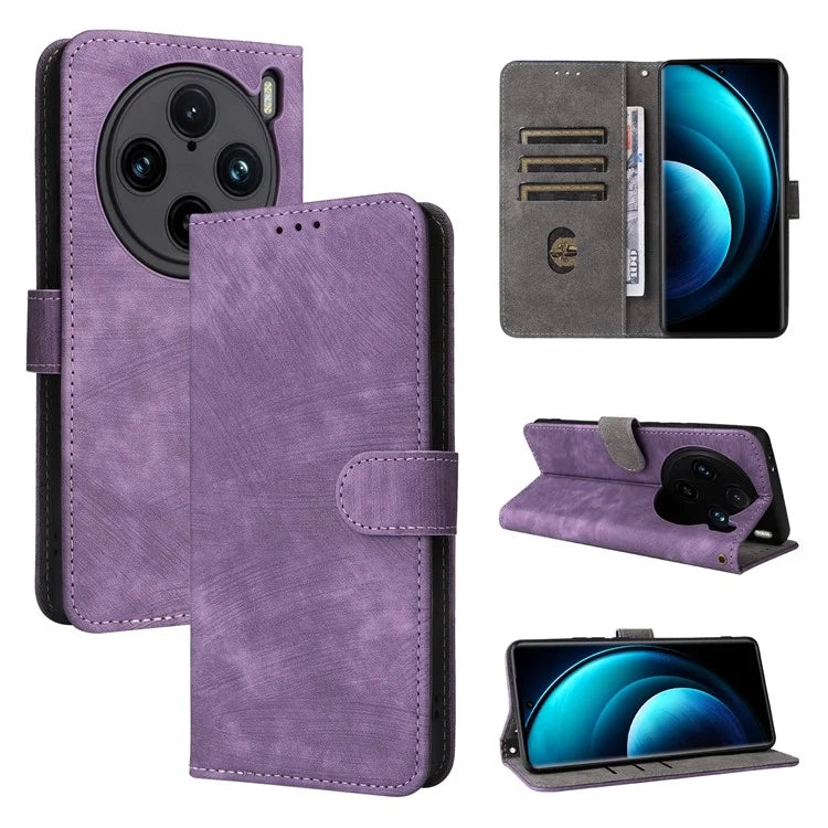 For vivo X100 Pro 5G Case Leather Flip Stand Phone Cover with RFID Blocking Function