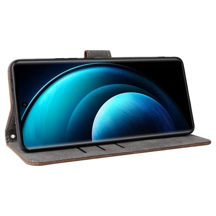 For vivo X100 Pro 5G Case Leather Flip Stand Phone Cover with RFID Blocking Function