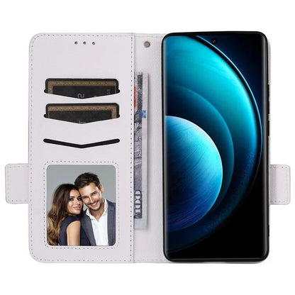 For vivo X100 Pro 5G  Case Card Slots Shockproof Phone Cover with Litchi Texture
