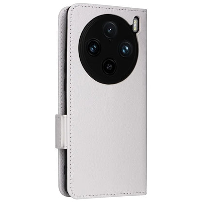 For vivo X100 Pro 5G  Case Card Slots Shockproof Phone Cover with Litchi Texture