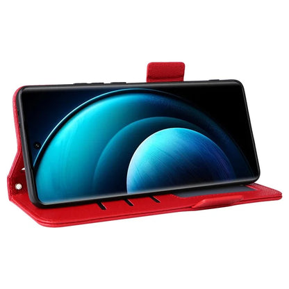 For vivo X100 Pro 5G  Case Card Slots Shockproof Phone Cover with Litchi Texture
