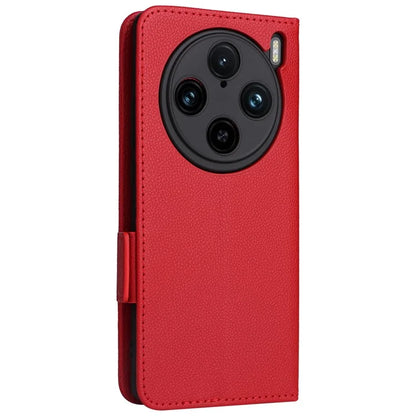 For vivo X100 Pro 5G  Case Card Slots Shockproof Phone Cover with Litchi Texture