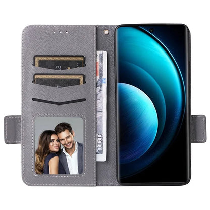 For vivo X100 Pro 5G  Case Card Slots Shockproof Phone Cover with Litchi Texture