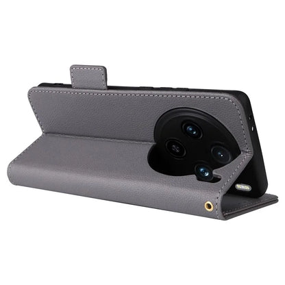 For vivo X100 Pro 5G  Case Card Slots Shockproof Phone Cover with Litchi Texture