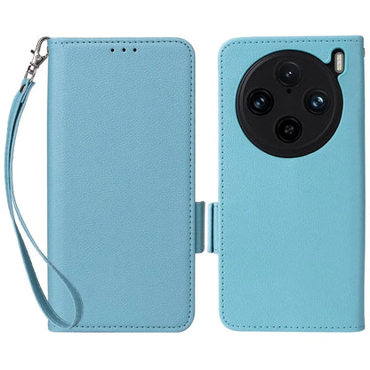 For vivo X100 Pro 5G  Case Card Slots Shockproof Phone Cover with Litchi Texture