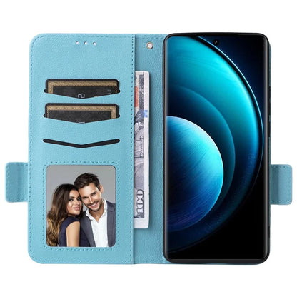 For vivo X100 Pro 5G  Case Card Slots Shockproof Phone Cover with Litchi Texture