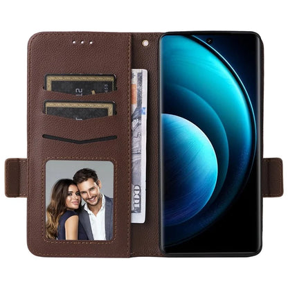 For vivo X100 Pro 5G  Case Card Slots Shockproof Phone Cover with Litchi Texture