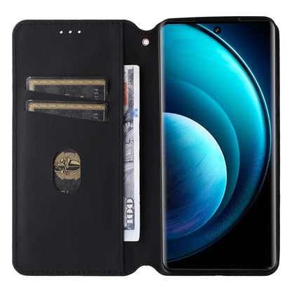 For vivo X100 Pro 5G Case Magnetic Closure Wallet Phone Protector Rhombus Pattern