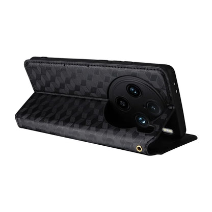 For vivo X100 Pro 5G Case Magnetic Closure Wallet Phone Protector Rhombus Pattern