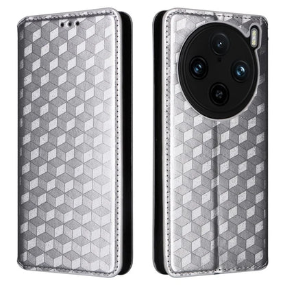 For vivo X100 Pro 5G Case Magnetic Closure Wallet Phone Protector Rhombus Pattern