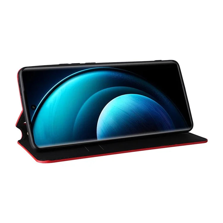 For vivo X100 Pro 5G Case Magnetic Closure Wallet Phone Protector Rhombus Pattern