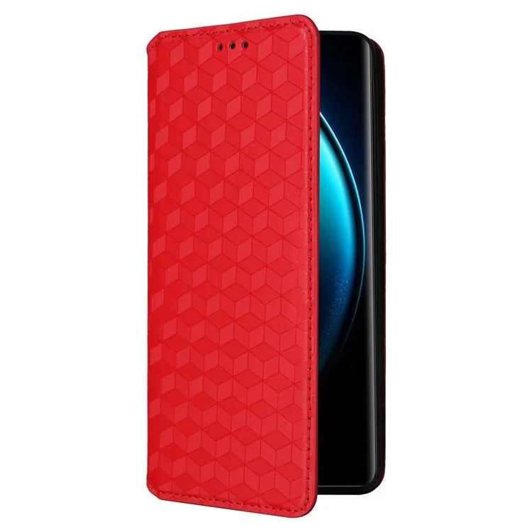 For vivo X100 Pro 5G Case Magnetic Closure Wallet Phone Protector Rhombus Pattern