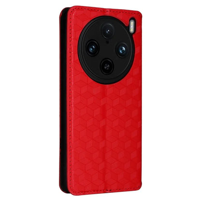For vivo X100 Pro 5G Case Magnetic Closure Wallet Phone Protector Rhombus Pattern