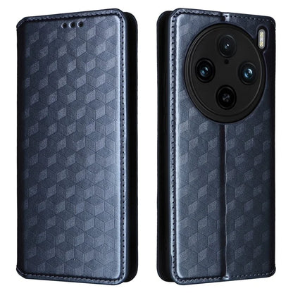 For vivo X100 Pro 5G Case Magnetic Closure Wallet Phone Protector Rhombus Pattern