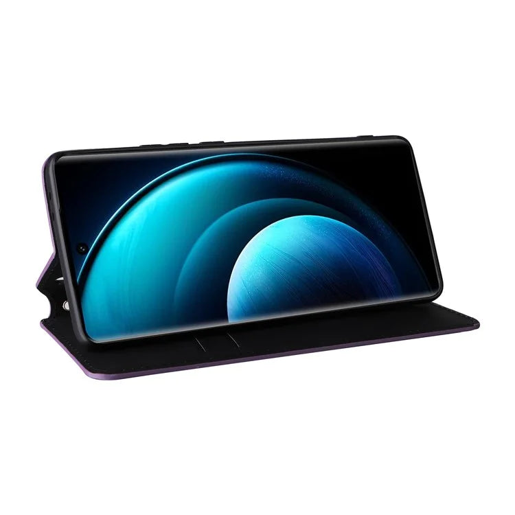 For vivo X100 Pro 5G Case Magnetic Closure Wallet Phone Protector Rhombus Pattern