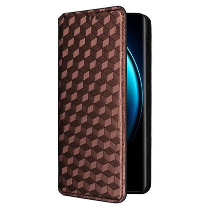 For vivo X100 Pro 5G Case Magnetic Closure Wallet Phone Protector Rhombus Pattern