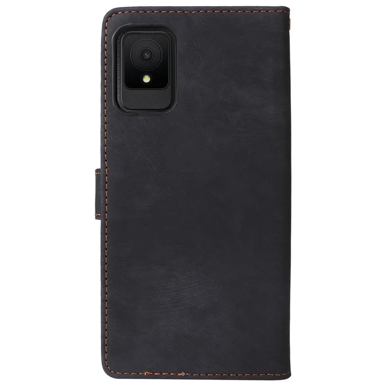 For TCL 502 Case RFID Blocking Drop-proof Wallet Phone Cover with Handy Strap